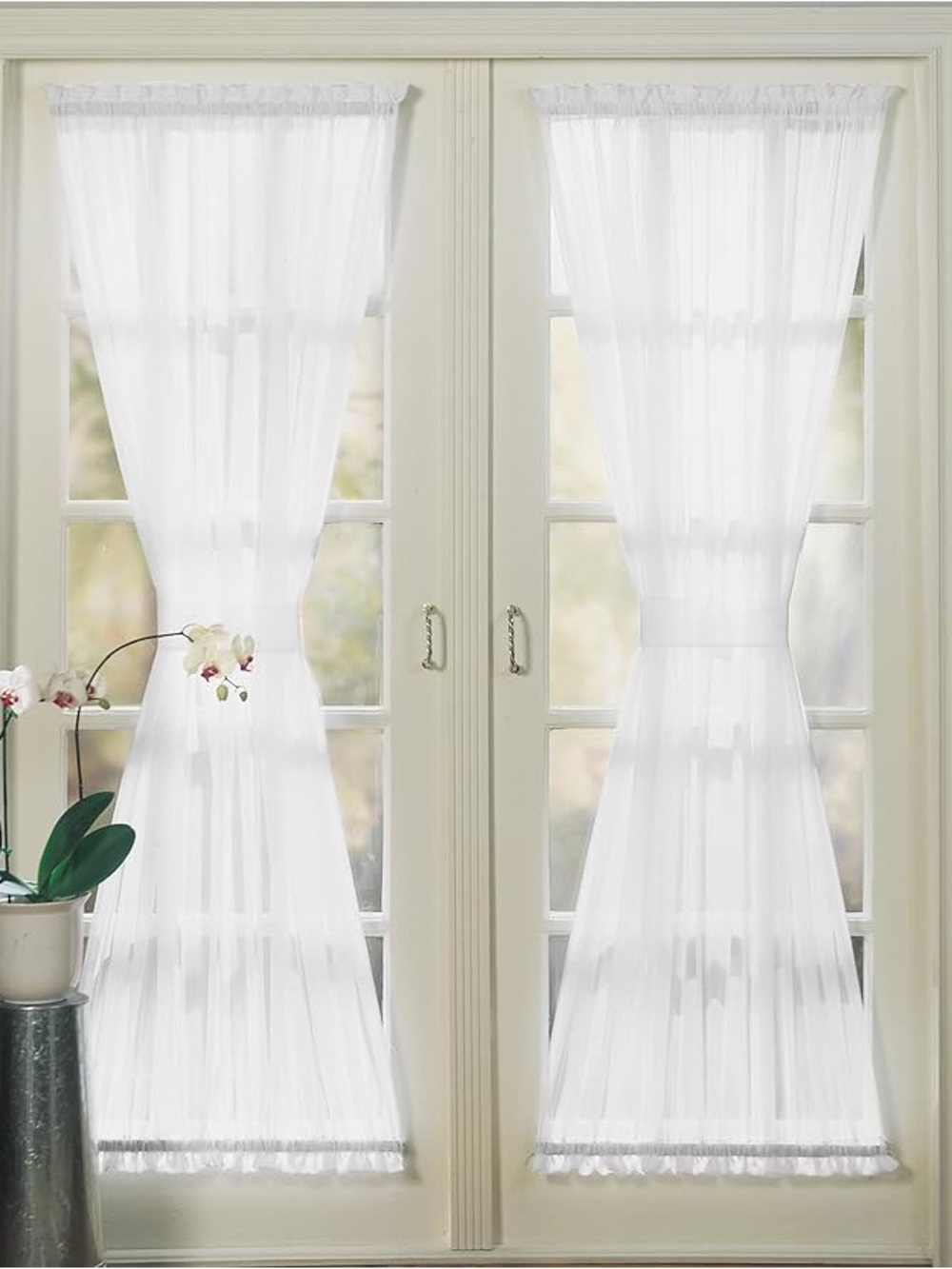No. 918 Emily Sheer Voile Rod Pocket Door Curtain Panel, 59" x 72", White ONE